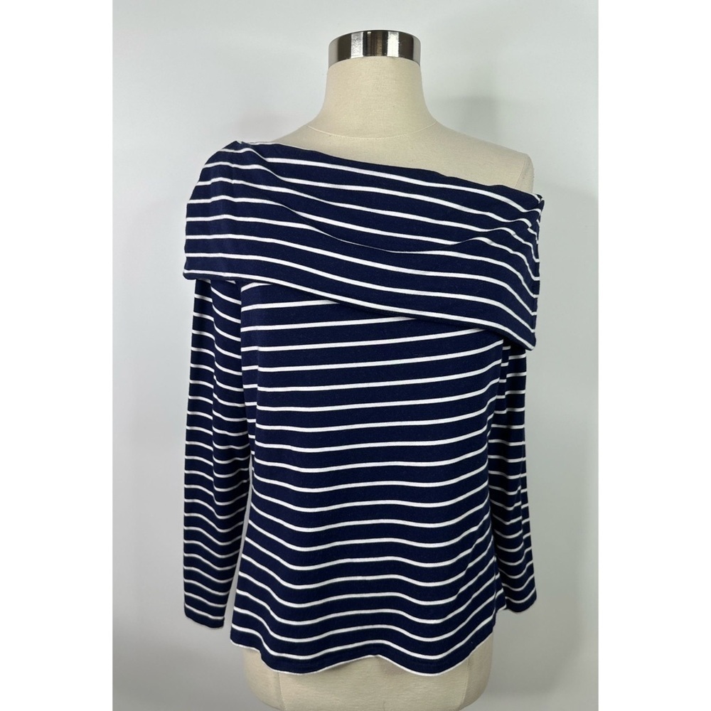 Club Monaco Striped Off The Shoulder Long Sleeves Top